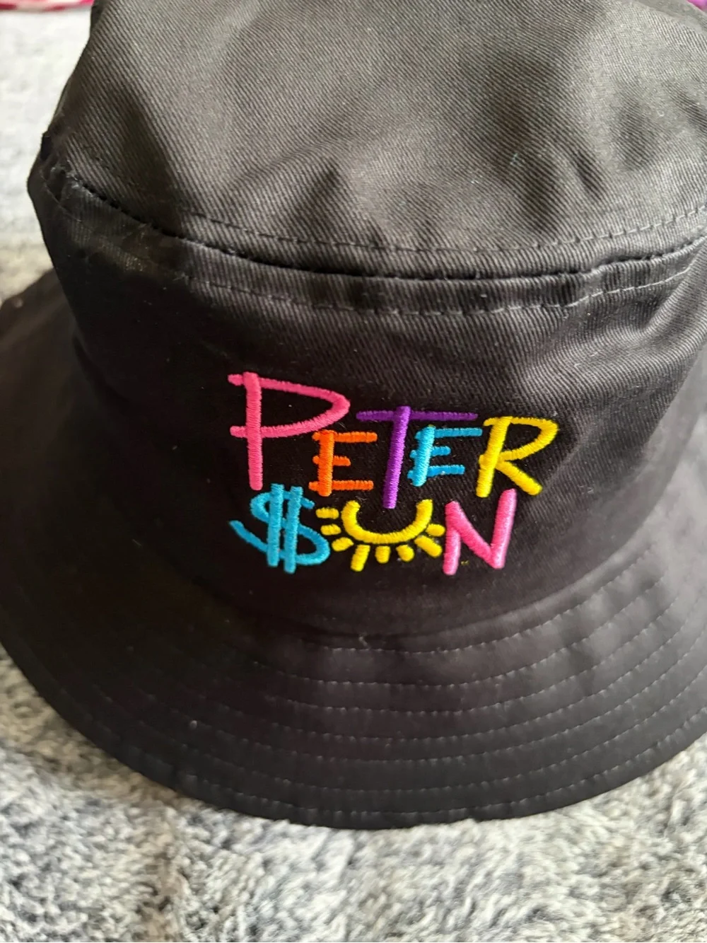 Black Bucket Hat with Colorful Embroidery